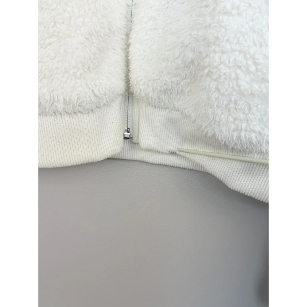 The North Face Fleece Hoodie Girls L 12 Cream High Pile Full Zip Jacket